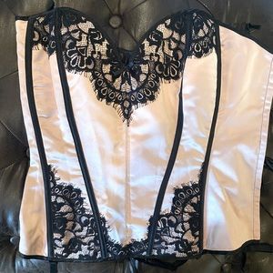 Baby Pink and black Lace Silk Corset sz 42